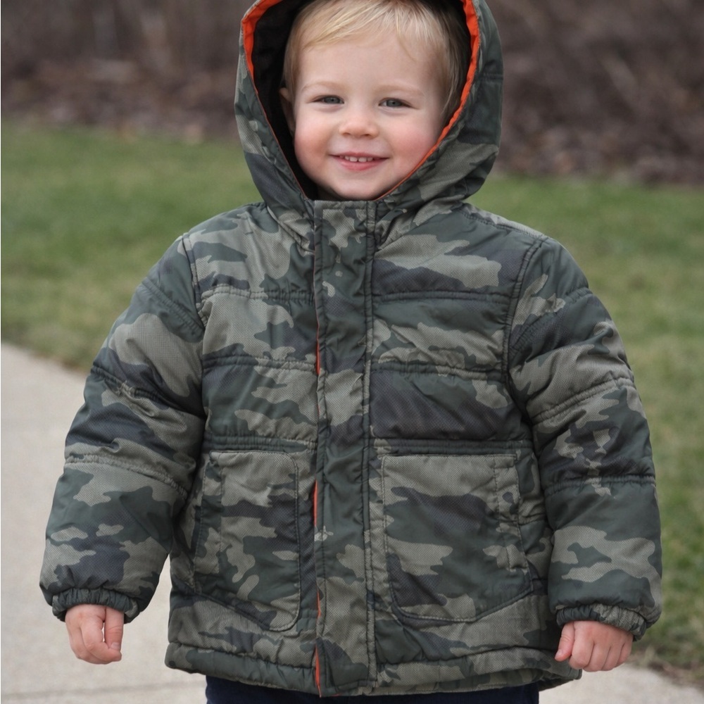 Toddler Camo Puffer Jacket w/ Hood 24 Months Lined Winter Coat